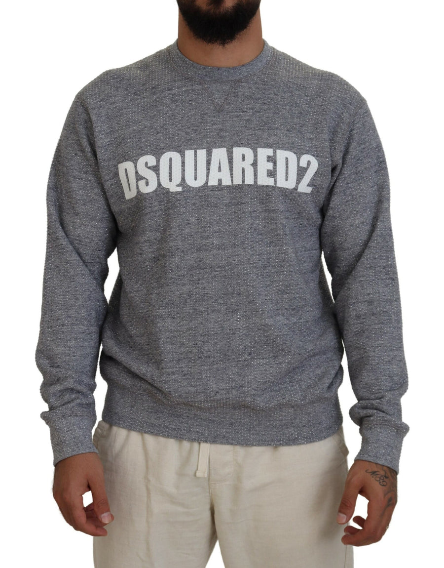 Gray Crystal Embellishment Men Pullover Sweater