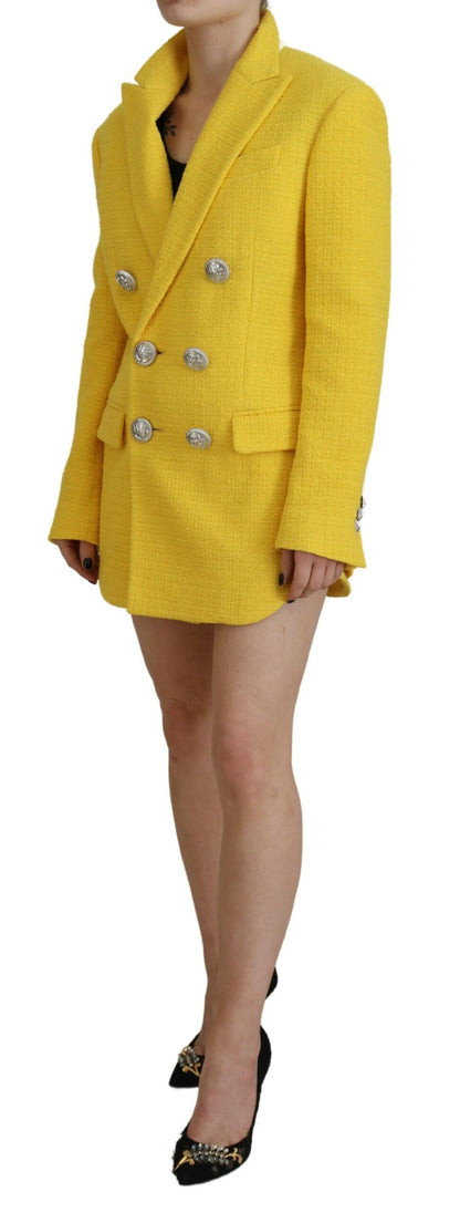 Yellow Peak Double Breasted Suit Blazer Short Set