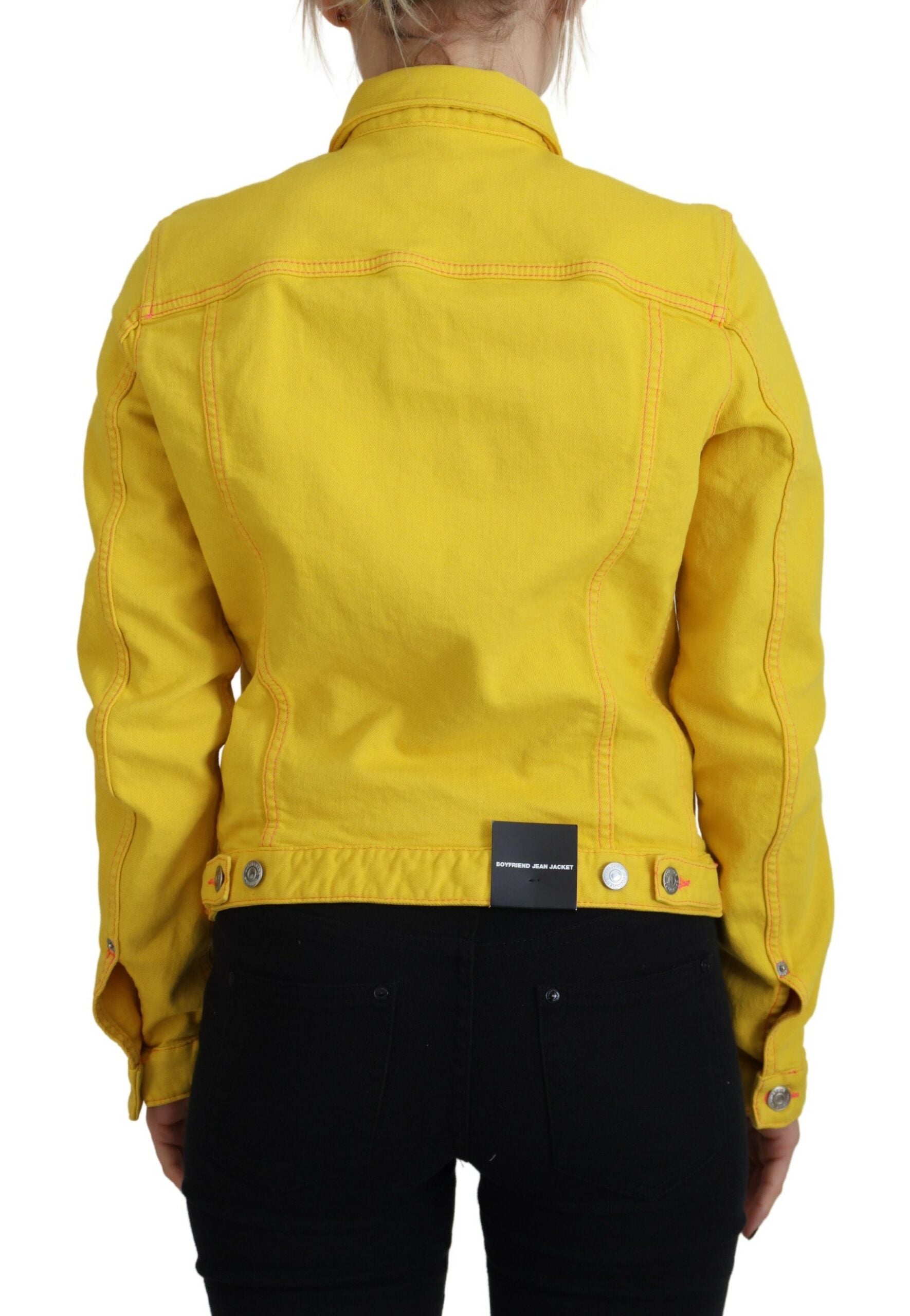 Yellow Collared Long Sleeves Denim Jacket