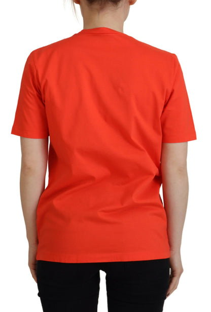 Orange Cotton Shiny Icon East Tee Crewneck T-shirt