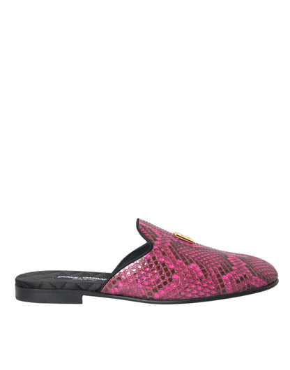 Fuchsia Python Logo Mule Flat Sandals Shoes