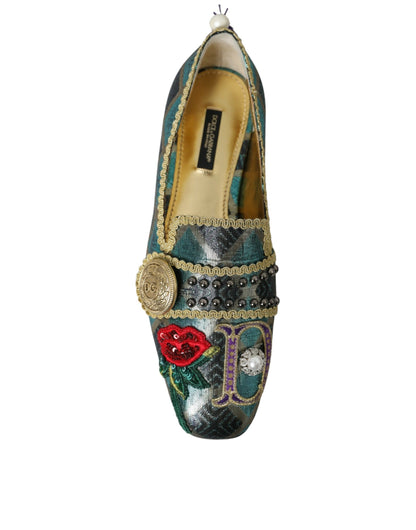 Multicolor Jacquard Embellished Loafers Shoes