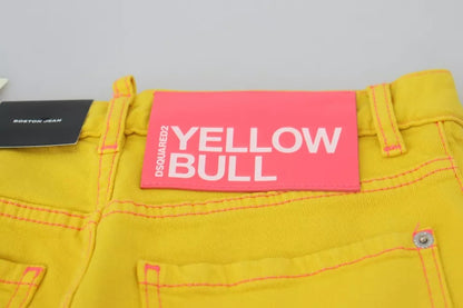 Yellow Cotton High Waist Straight Denim Boston Jeans