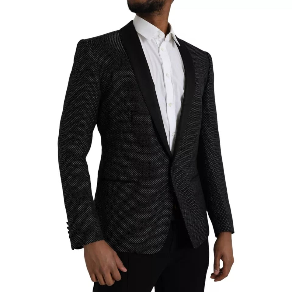 Black Jacquard MARTINI Single Breasted Coat Blazer