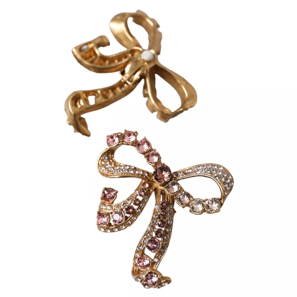 Gold Brass Pink Clear Crystal Bow Fiocchi Christmas