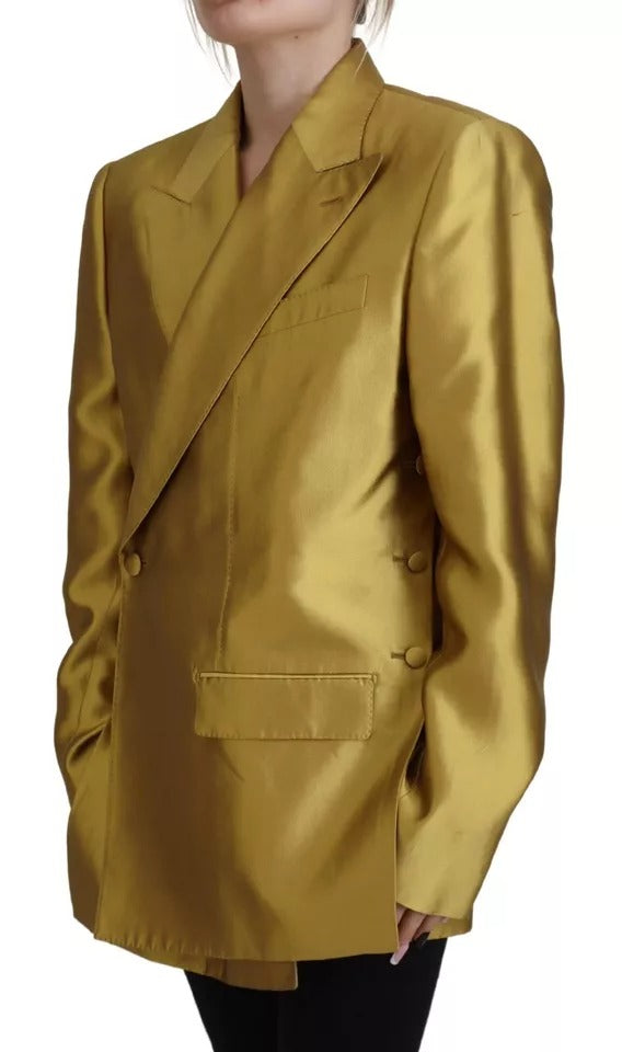 Gold Satin Long Sleeves Blazer Coat Jacket