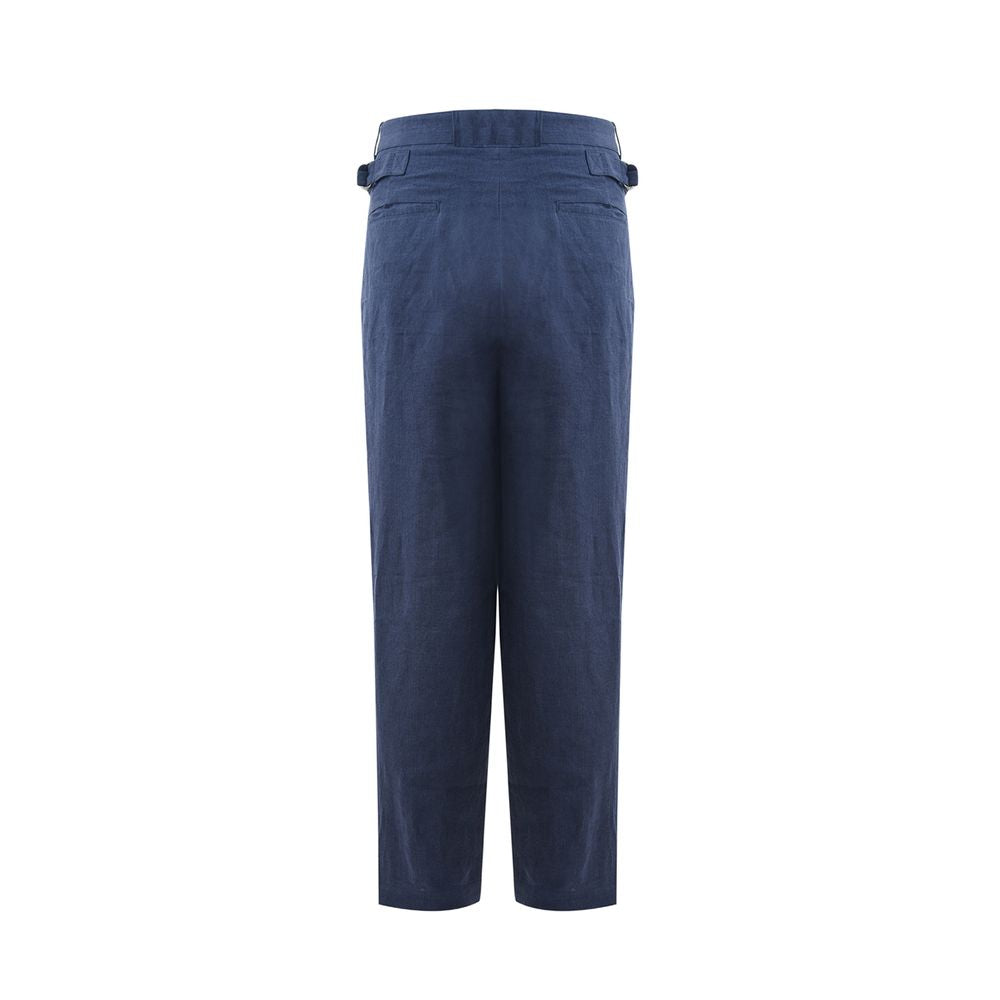 Elegant Linen Blue Trousers for Men