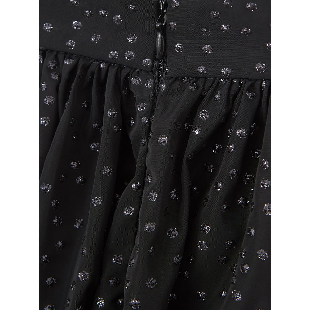 Elegant Black Polyethylene Midi Skirt