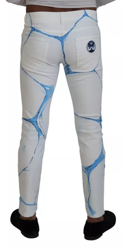 White Blue Cotton Skinny Denim Jeans