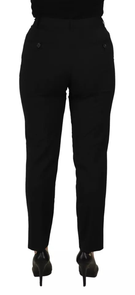 Black High Waist Tapered Trouser Pants