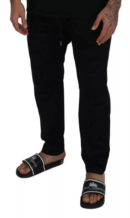 Black Jogging Trouser Cotton Stretch Pants