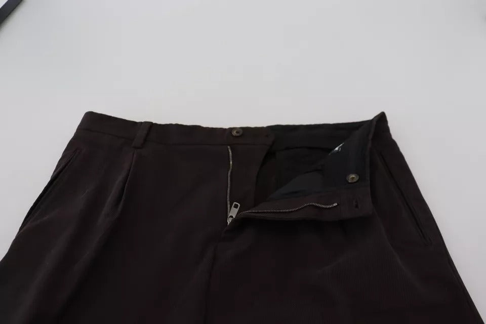 Brown Skinny Men Cotton Stretch Pants