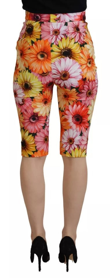 Multicolor Floral High Waist Cropped Pants