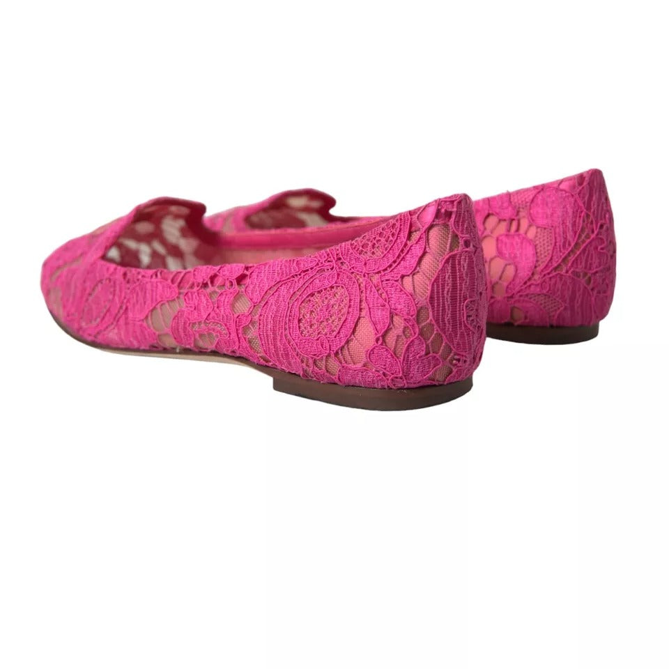 Pink Taormina Lace Slip On Flats Shoes