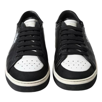 Black Leather Crown Milano Men Sneakers Shoes