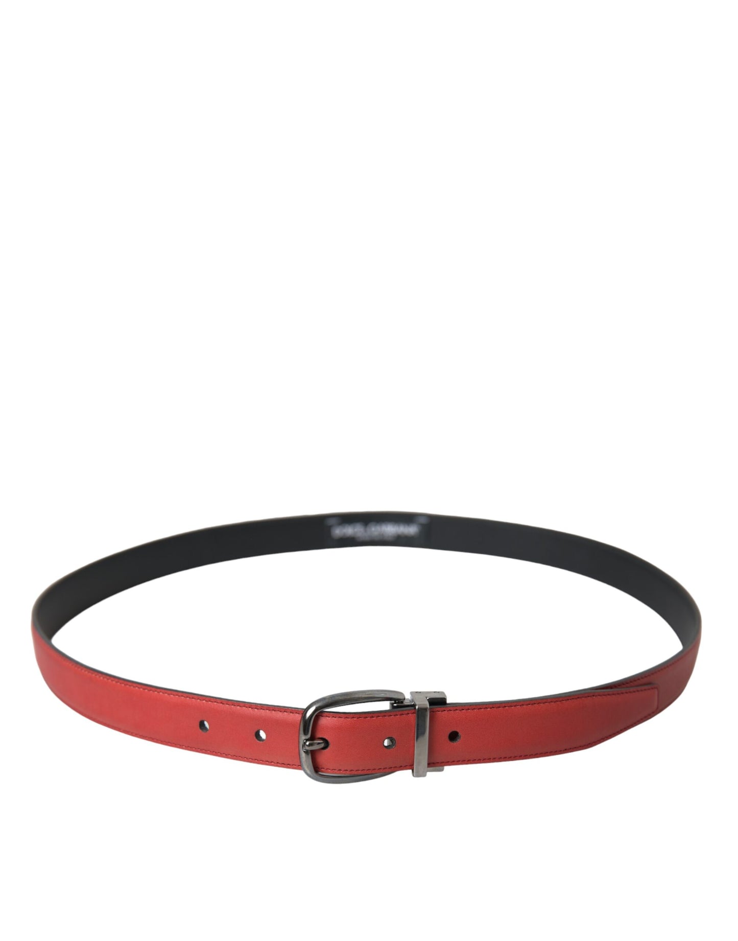 Red Leather Silver Metal Buckle Belt Men