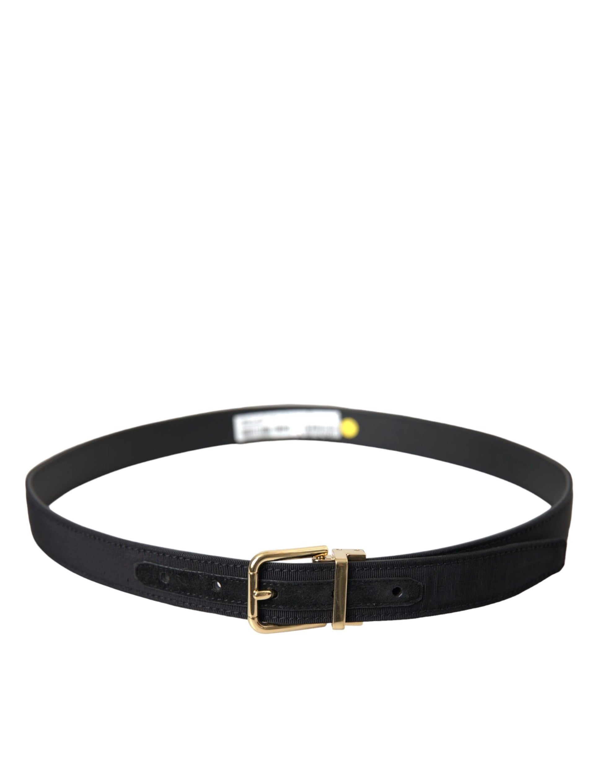 Black Gros Grain Gold Metal Buckle Belt Men