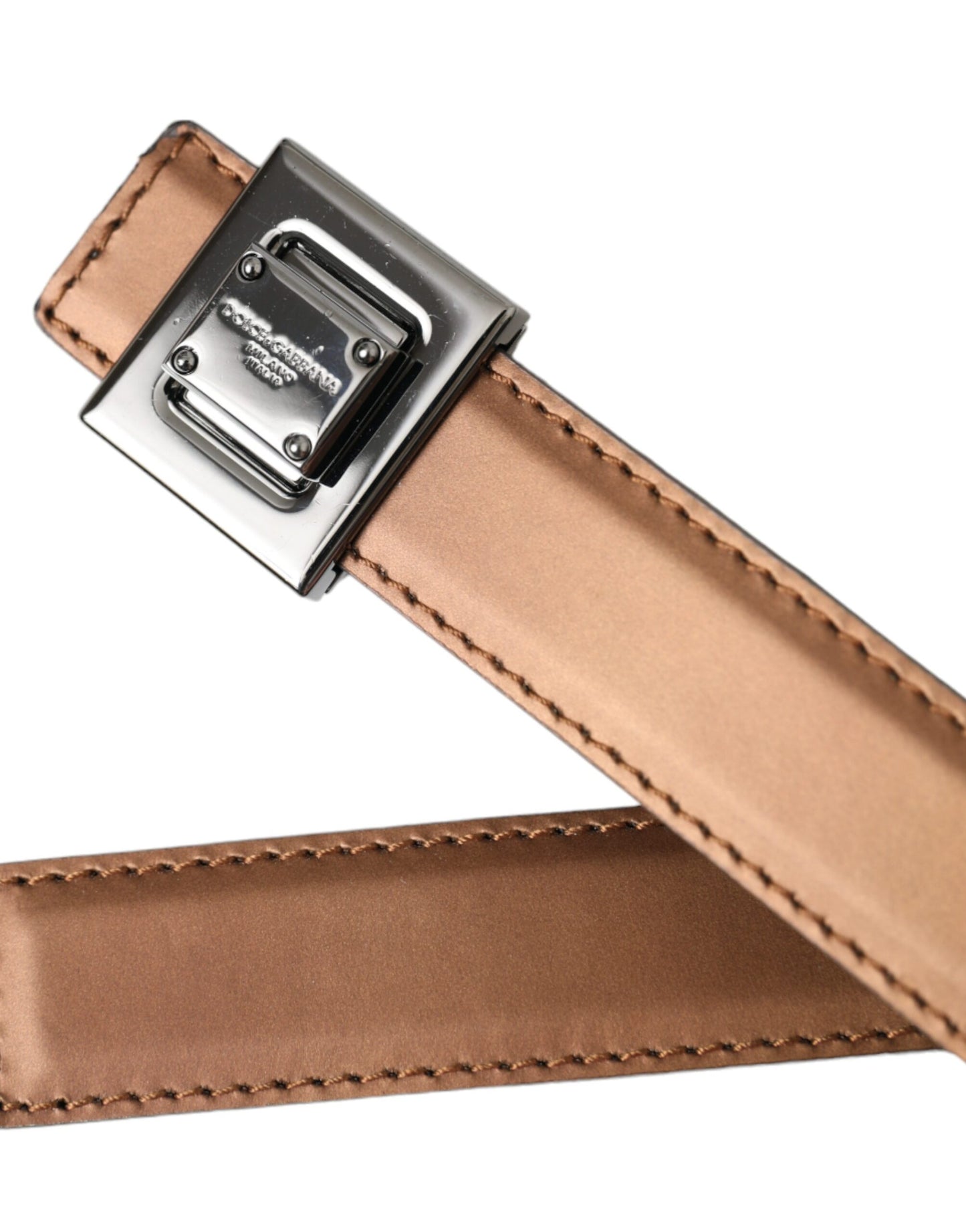 Bronze Leather Square Metal Buckle Belt