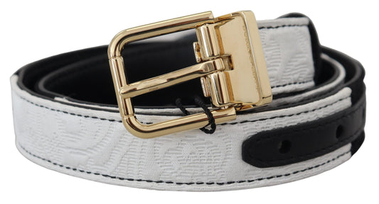 White Black Patchwork Gold Metal Buckle Belt