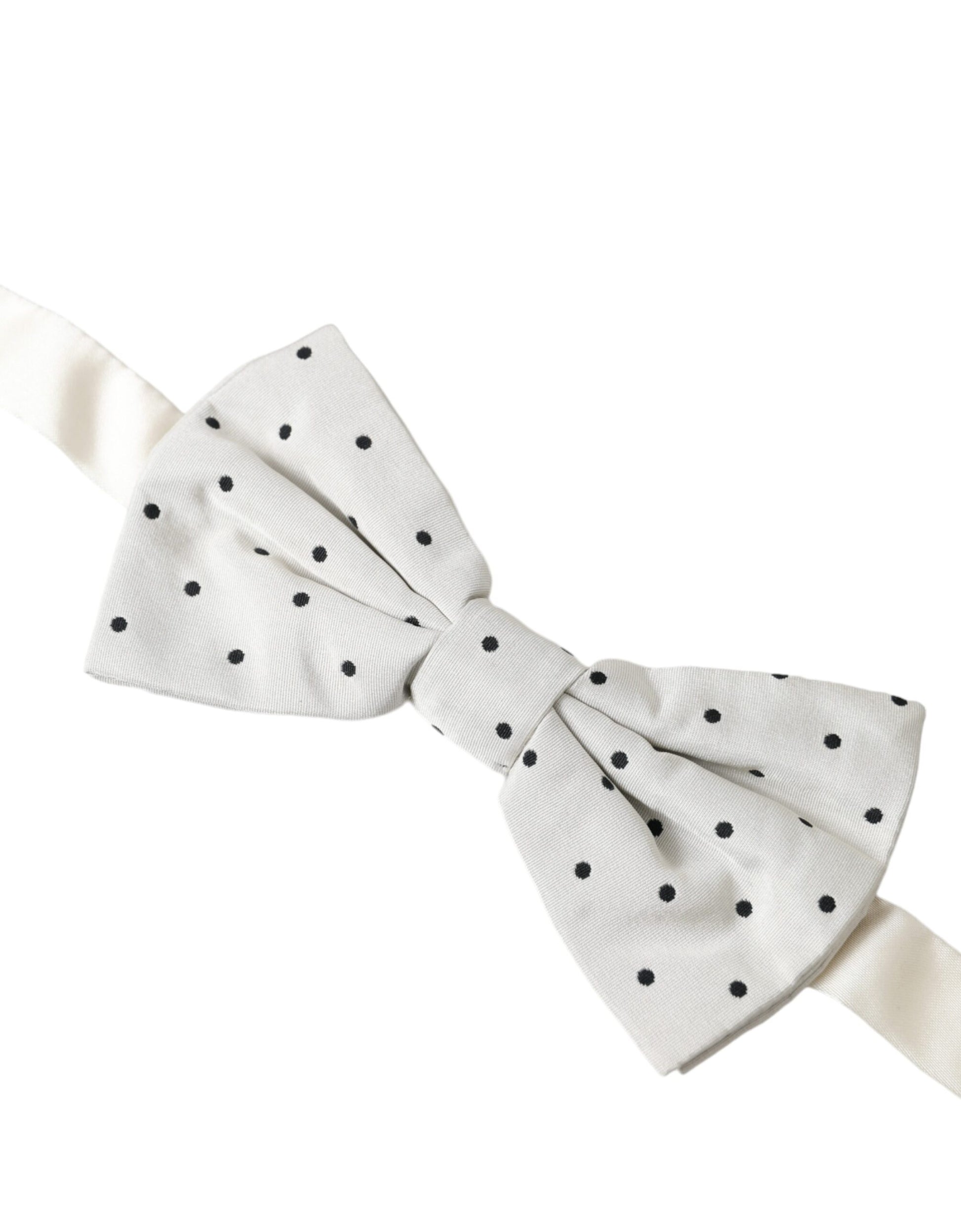 White Black Polka Dot Polyester Bow Tie Men