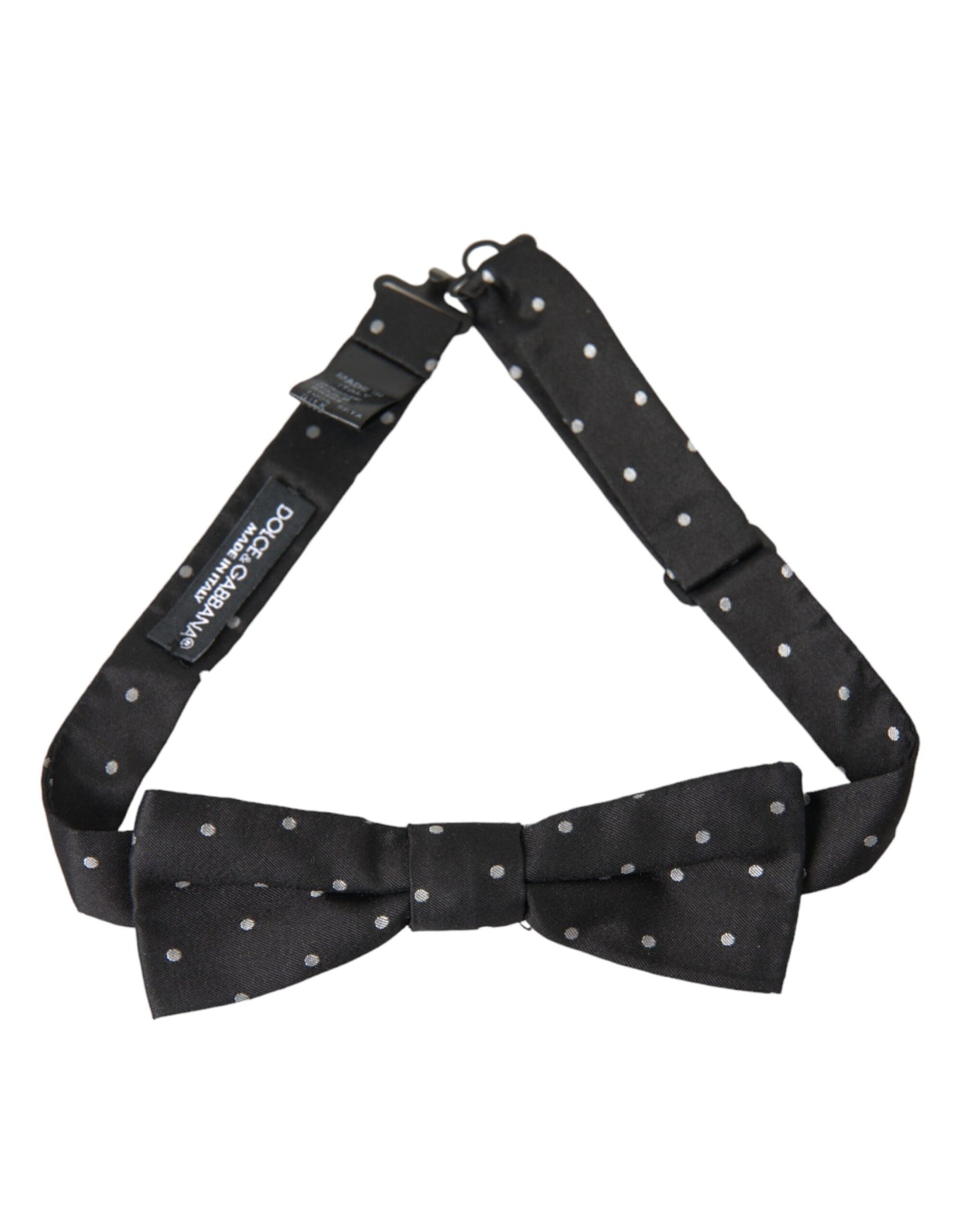 Black White Polka Dot Silk Men Neck Bow Tie