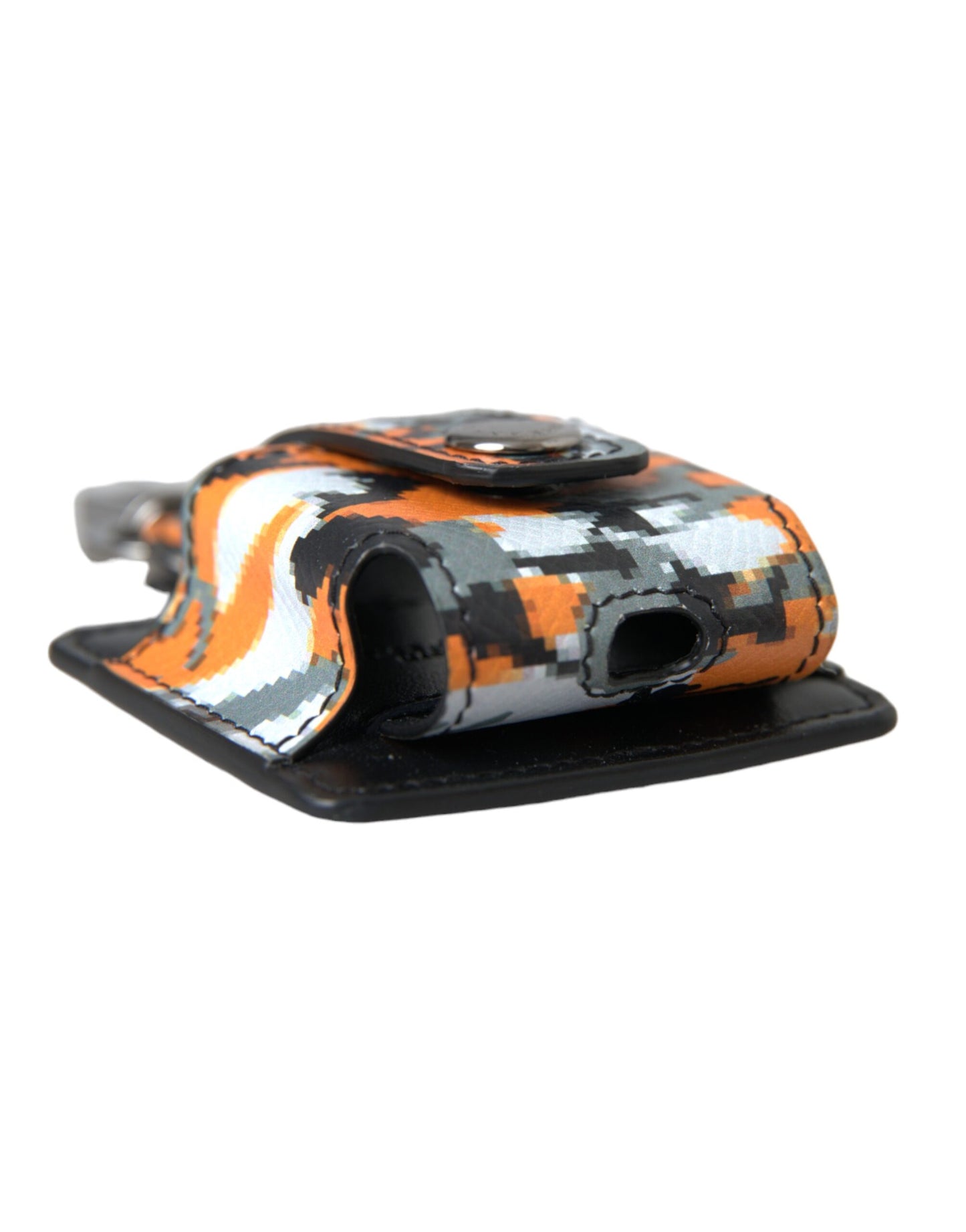 Multicolor Camouflage Print Leather Logo Metal Airpods Case