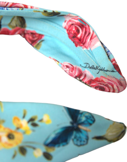 Turquoise Floral Applique Silk Women Headband Diadem