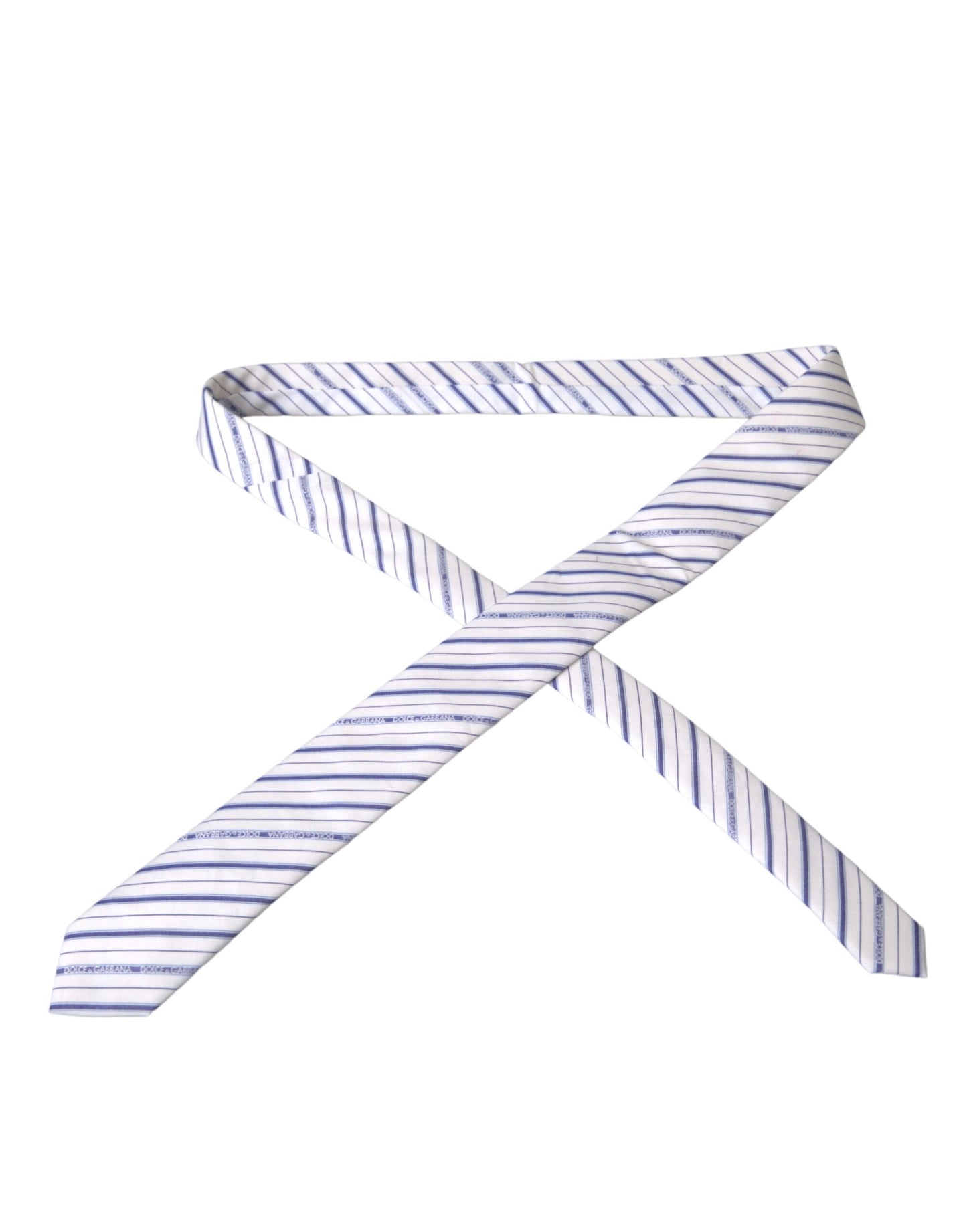 White Blue Stripes Silk Adjustable Tie