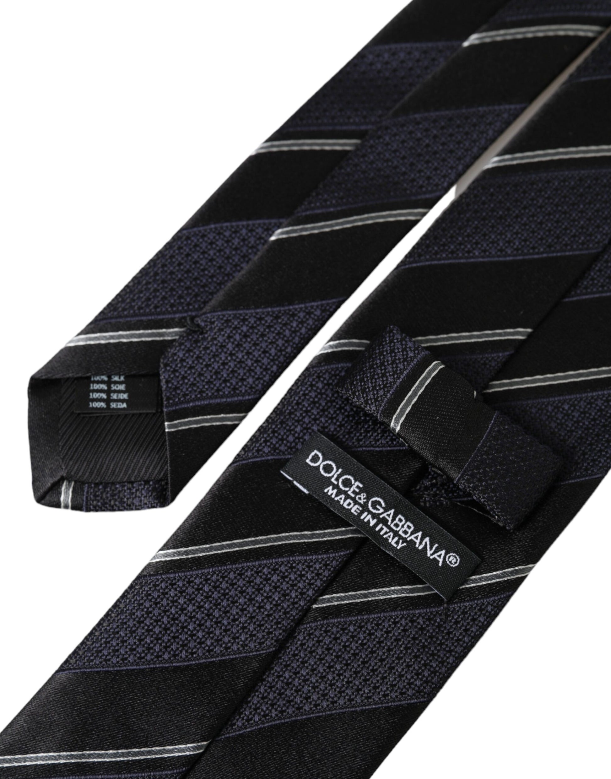 Black White Stripes Silk Adjustable Tie