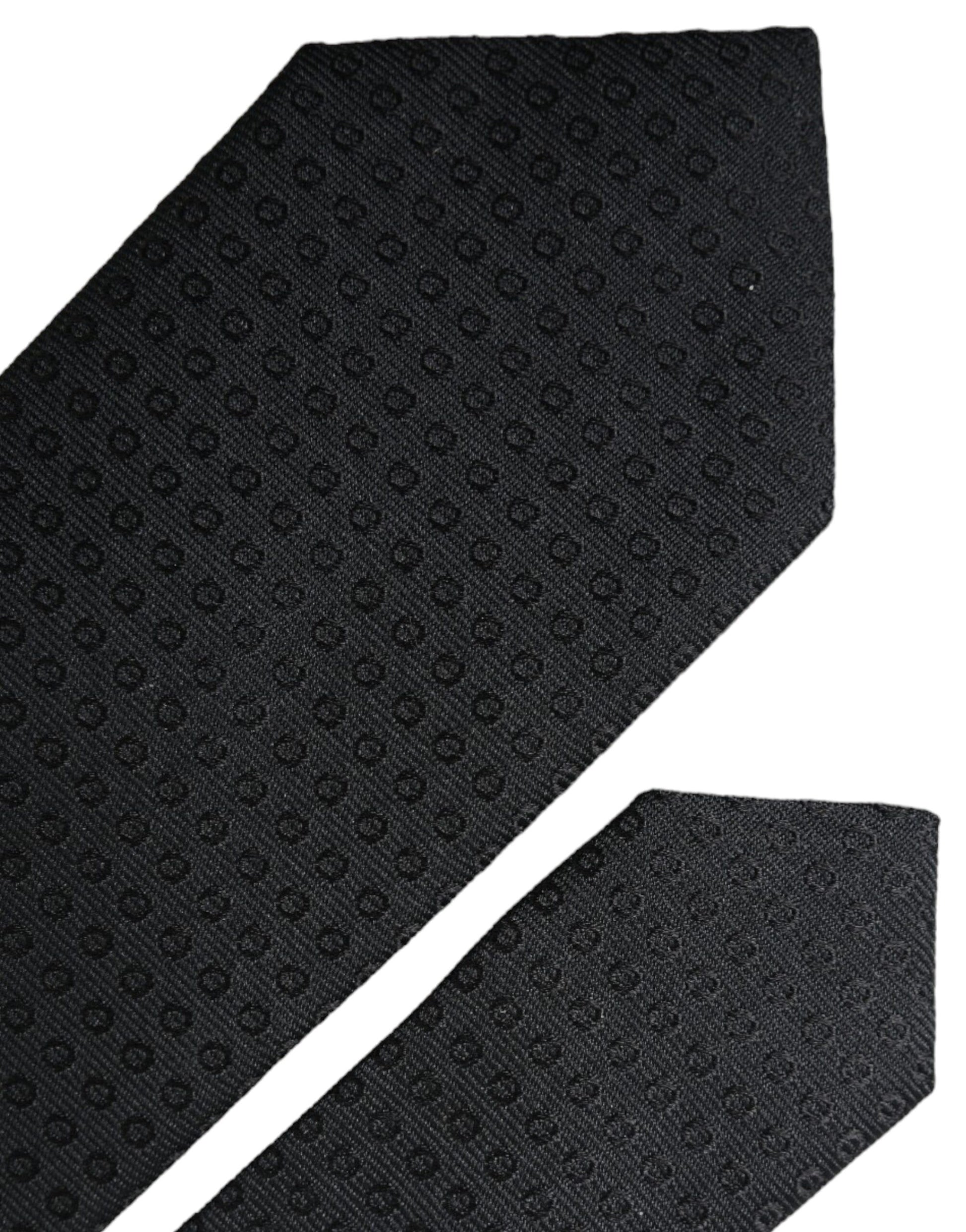 Black STAFF Patterned Cotton Adjustable Men Tie