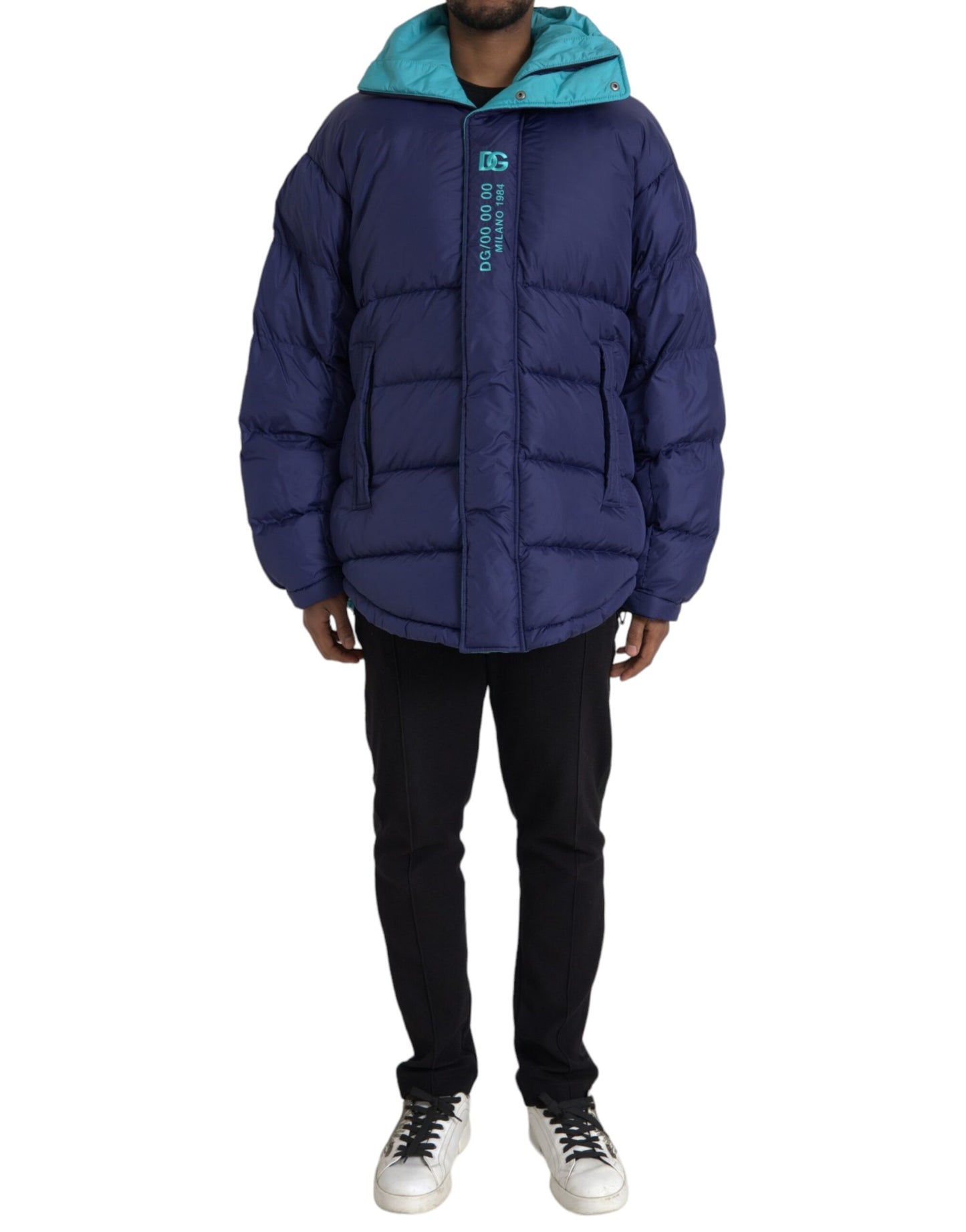 Navy Blue Quilted Windbreaker Puffer Jacket