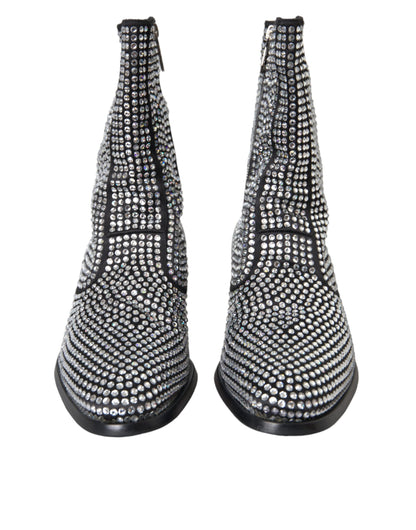 Black Rhinestone Crystal Chelsea Boots Shoes