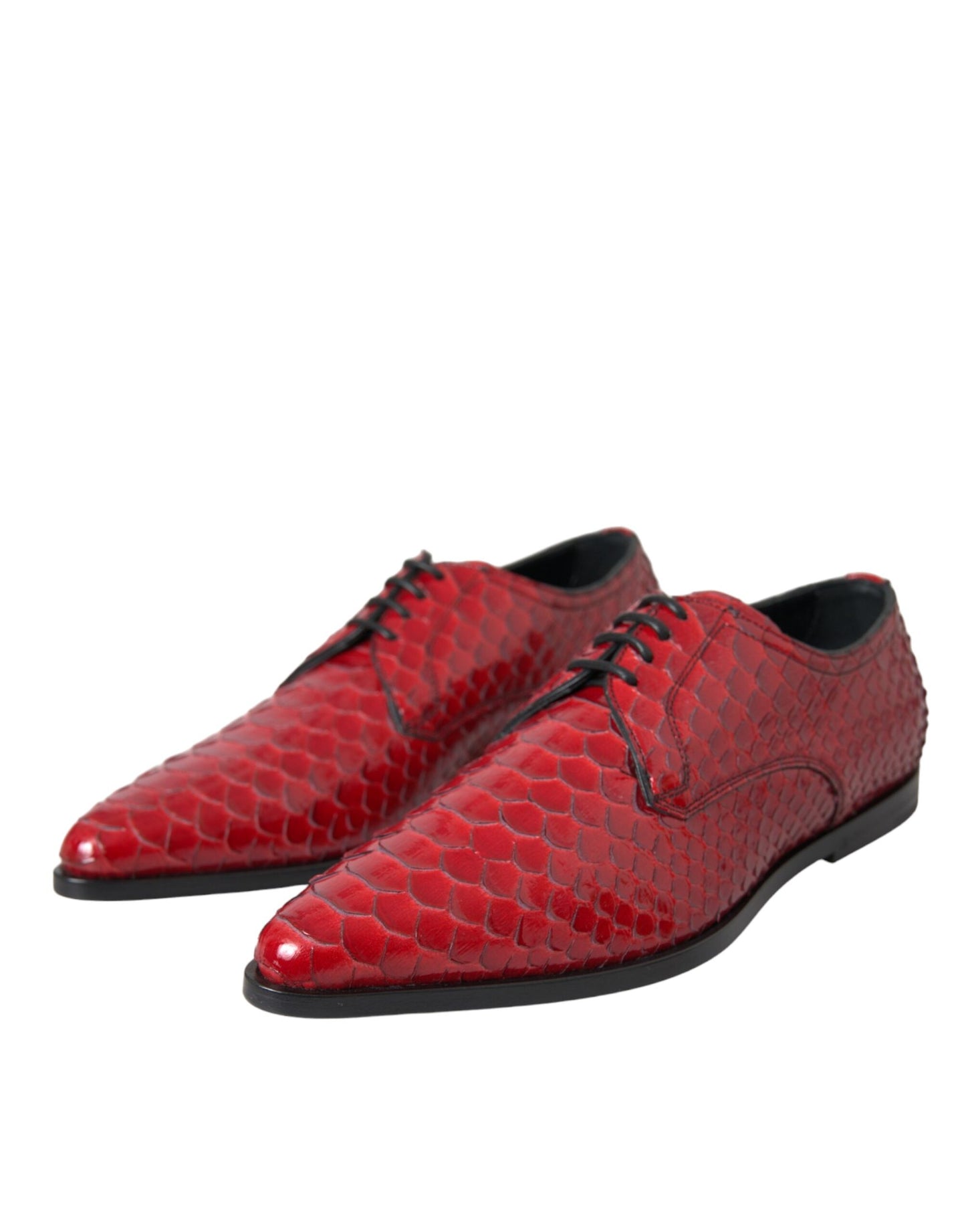 Red Textured Varnished Derby Men Formal Shoes