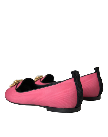 Pink Velvet Slip On Loafers Flats Shoes