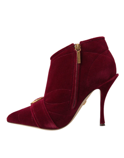 Dark Red Velvet Devotion Buckle Boots Shoes