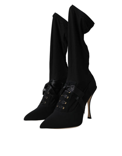 Black Stiletto Heels Mid Calf Boots Shoes