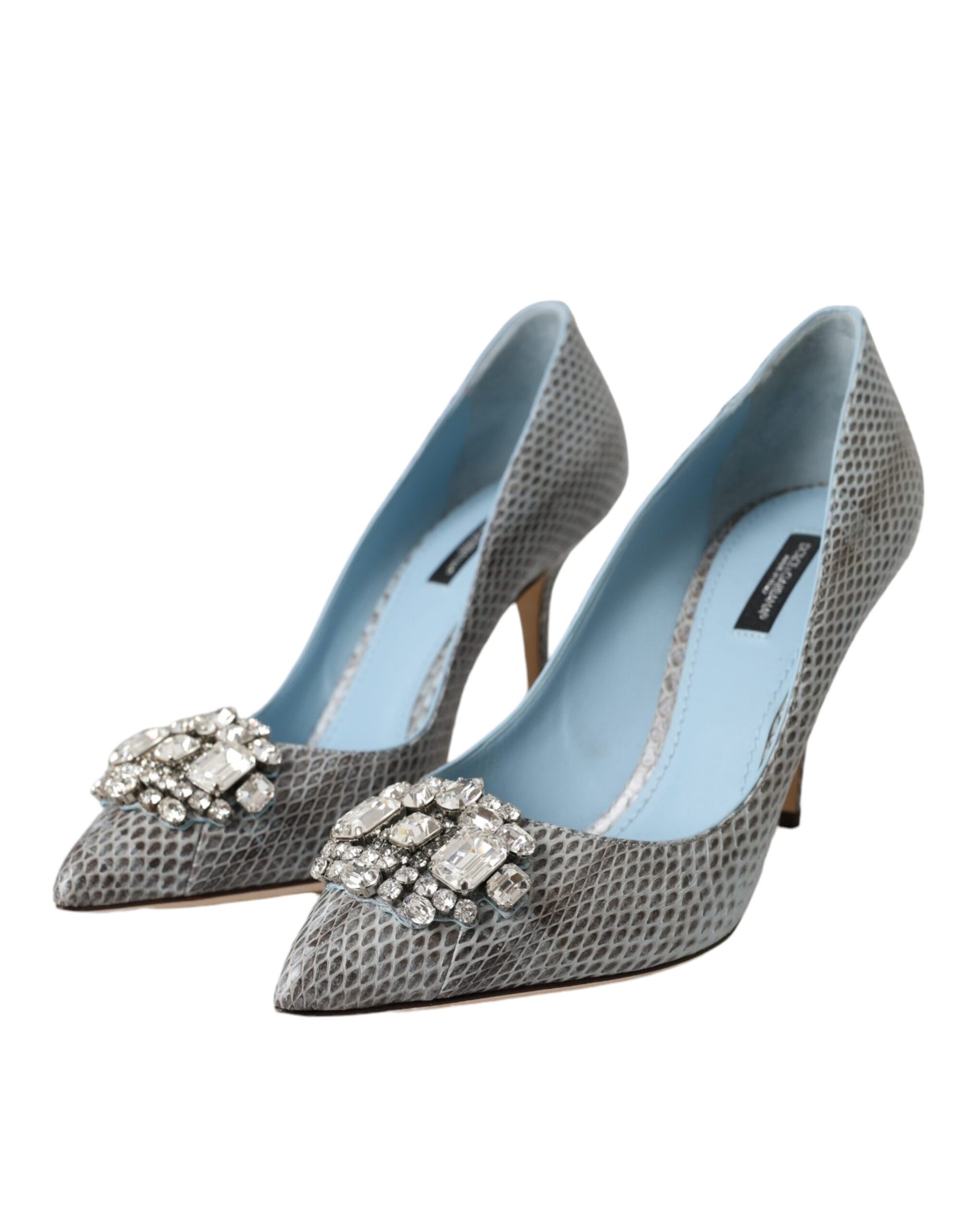 Light Blue Exotic Leather Crystal Bellucci Shoes