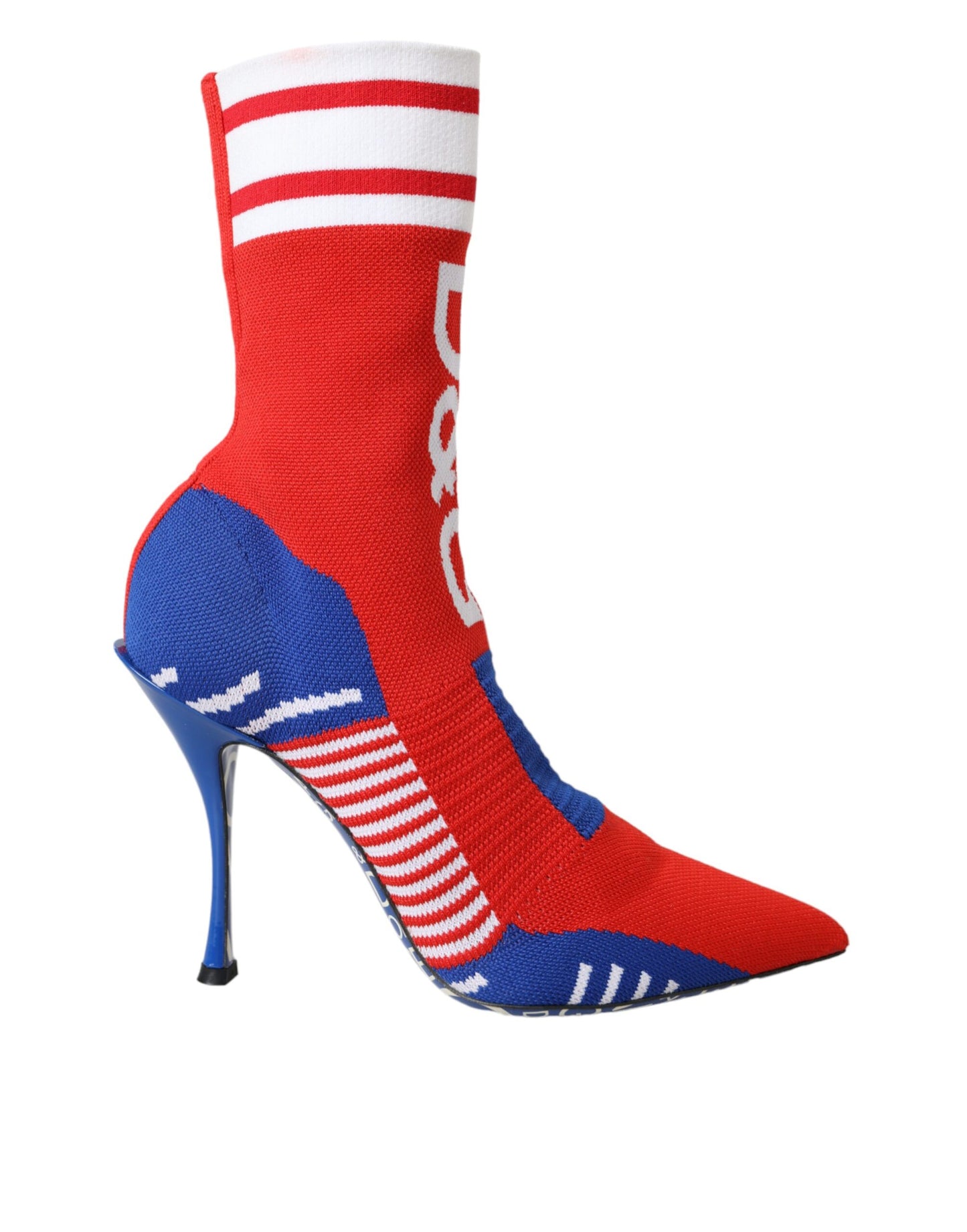 Red Blue Stretch Sock Style Ankle Boots Logo Shoes