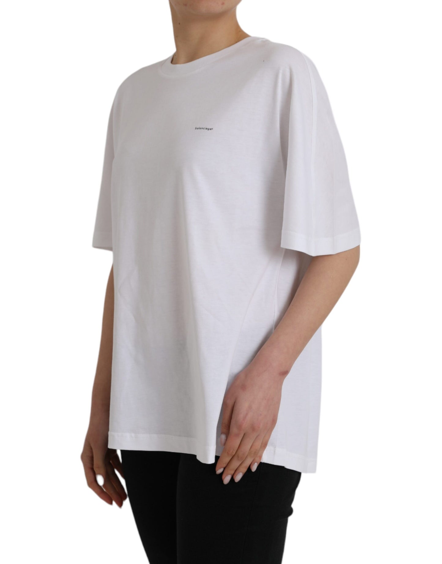 White Cotton Crew Neck Short Sleeves T-shirt