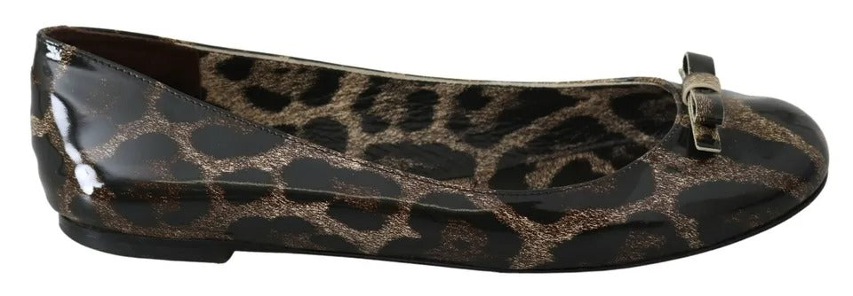 Brown Leopard Ballerina Flats Leather Shoes