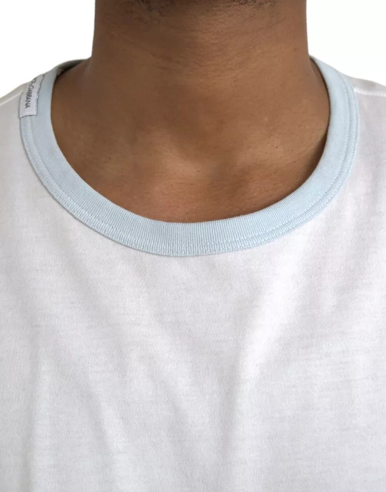 White Cotton Round Neck Short Sleeve T-shirt