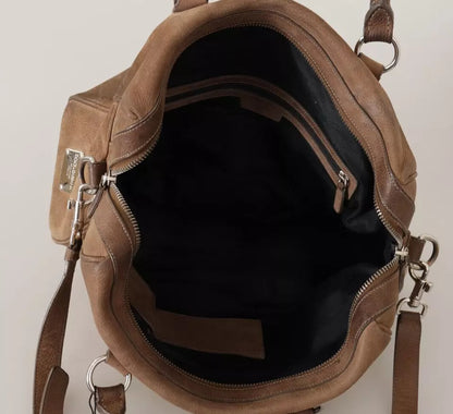 Brown Leather Shoulder Strap Travel Messenger Gym Men Bag