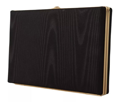 Black Silk Gold Frame Clutch Evening Party Purse Bag