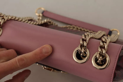 Pink Red Exotic Skins Gold Chain Purse LUCIA Leather Bag