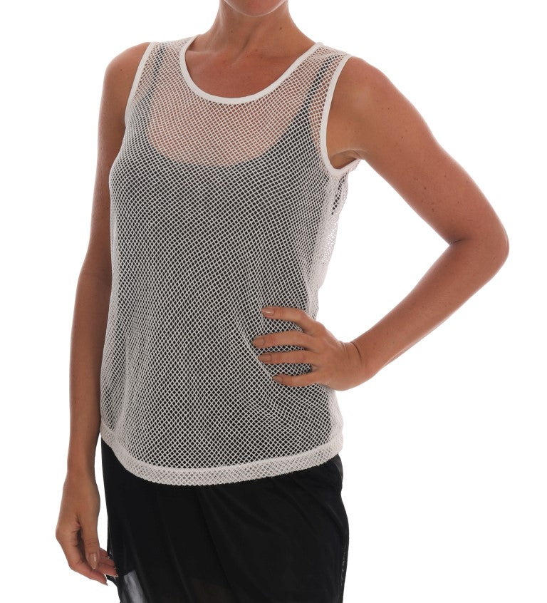 Sleeveless Transparent Net Tank Top