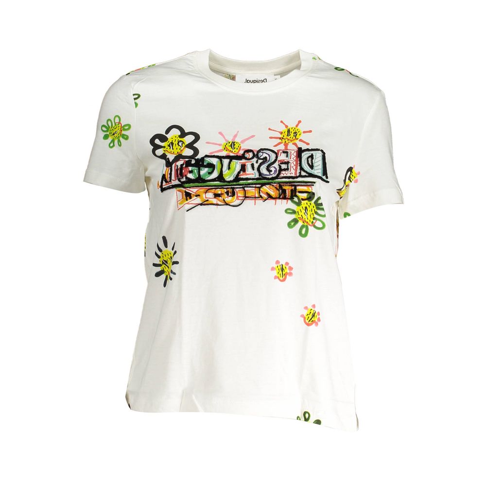 White Cotton Women T-Shirt