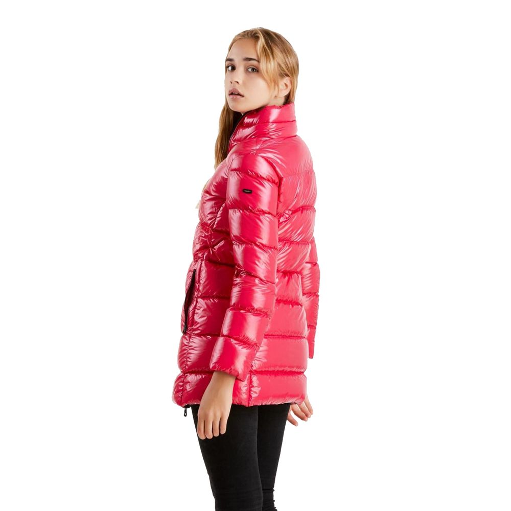 Fuchsia Shimmer Long Down Jacket