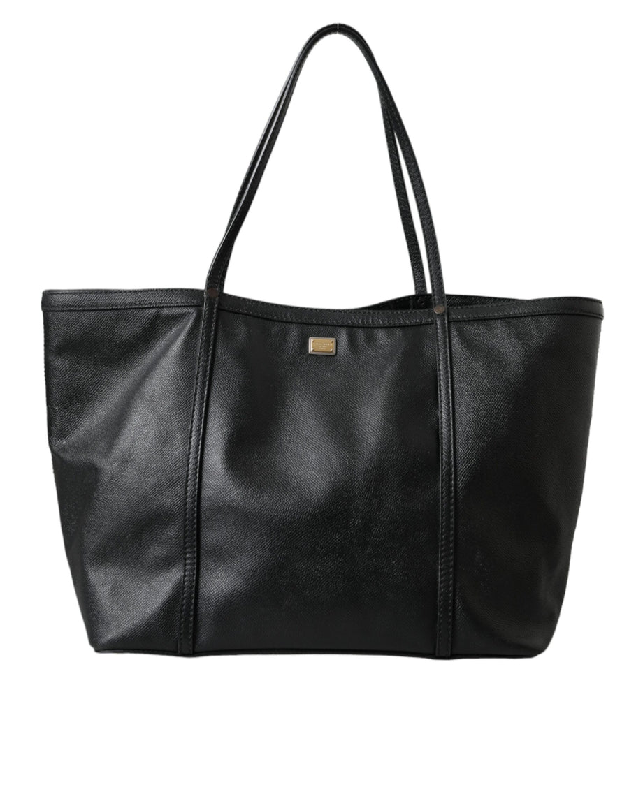 Black Leather Miss Escape Shopping Tote Women Bag