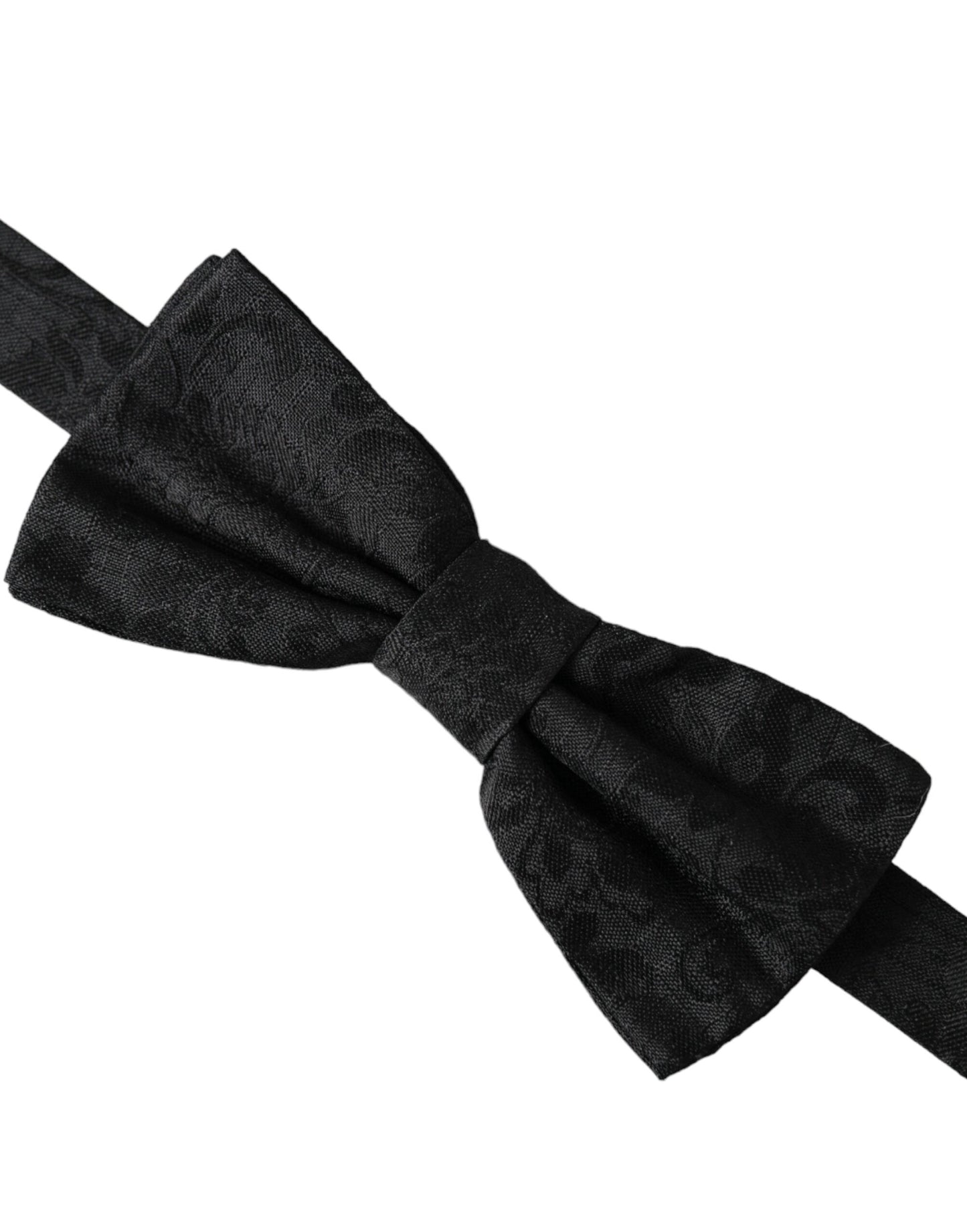 Black Silk Floral Adjustable Neck Men Bow Tie