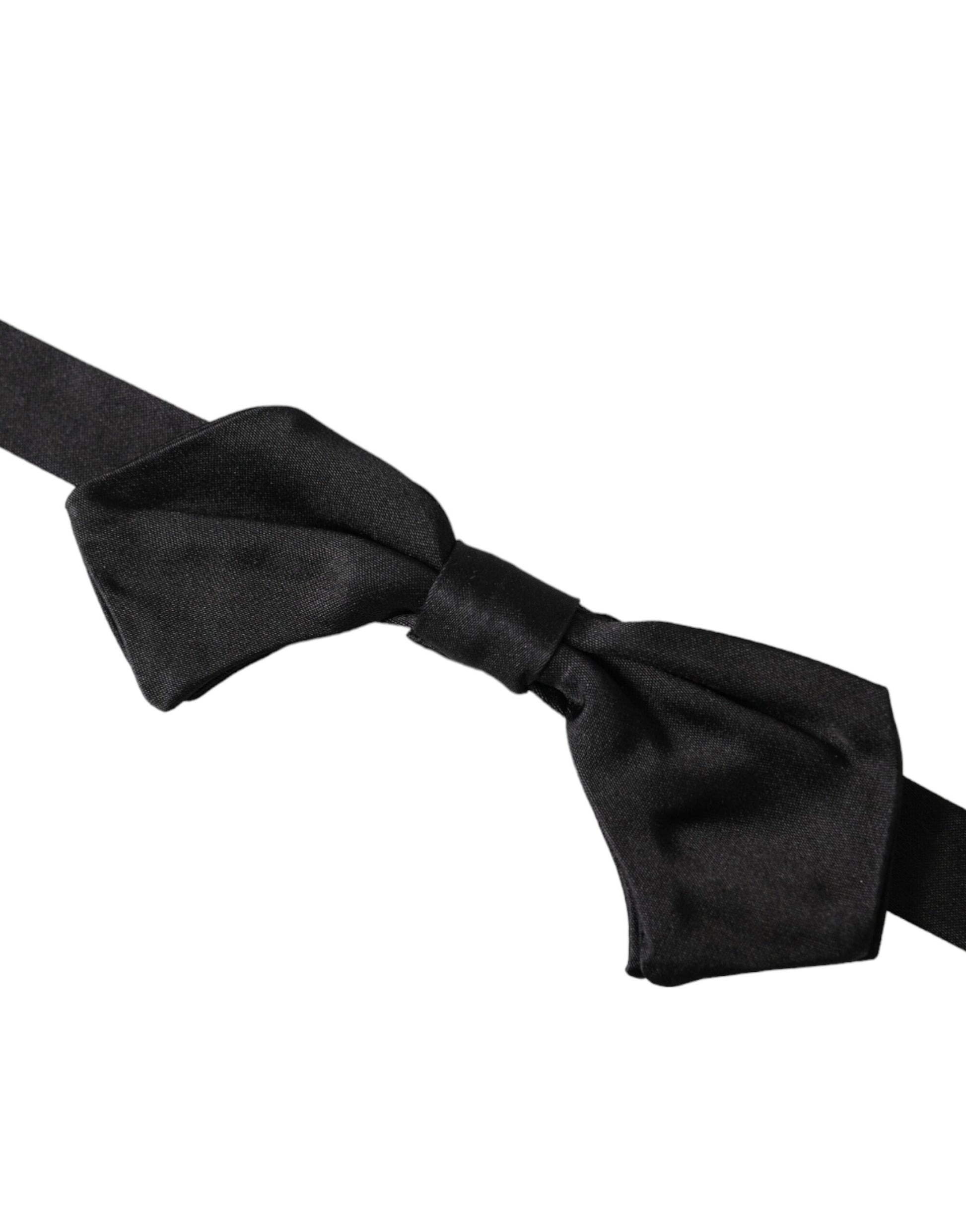 Black Satin Silk Adjustable Neck Men Bow Tie